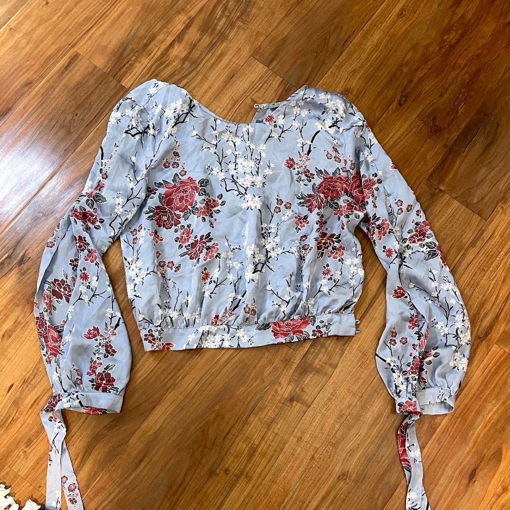 CHERRY BLOSSOM TIE BLOUSE